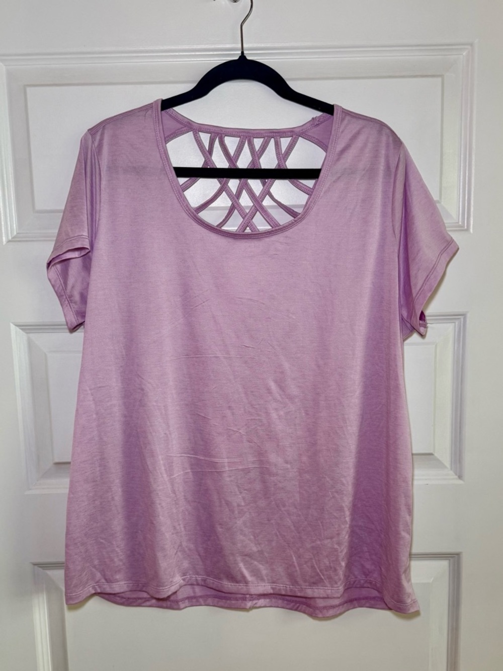 RBX Lavender Short Sleeve Top with Crisscross Back